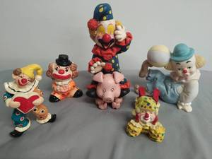 Collection Of 5 Misc. Clown Figurines