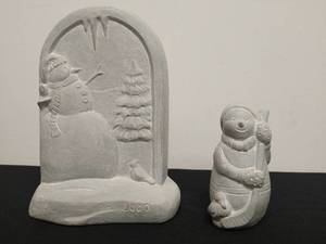 Two Isabel Bloom Snowman Sculptures