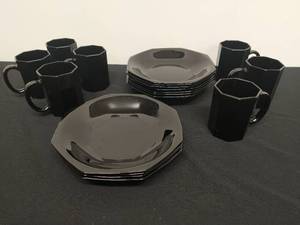 Collection Of Octagonal Mugs And Plates
