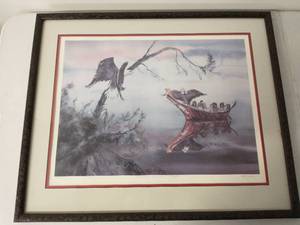 Framed Western Warriors Eagle Artwork