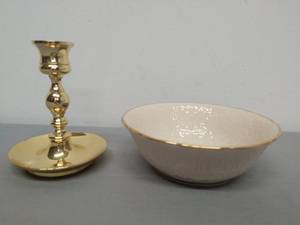 Lenox Bowl and Brass Candlestick