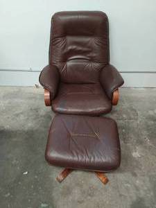 Leather Or Similar Material Armchair With Footstool