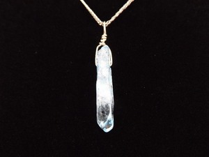 .925 Sterling Silver Blue Healing Crystal Pendant Necklace