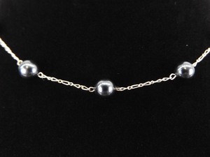 .925 Sterling Silver Blue Fixed Bead Necklace