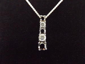 .925 Sterling Silver Dark Sapphire Crystal Pendant Necklace