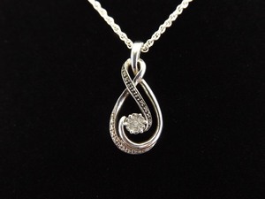 .925 Sterling Silver Diamond Accented Infinity Ribbon Pendant Necklace