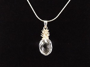 .925 Sterling Silver Pineapple Crystal Pendant Necklace