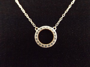 .925 Sterling Silver Crystal Rose Gold Vermeil Hoop Pendant Necklace