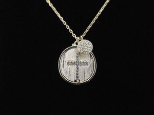 .925 Sterling Silver Crystal Cross Vermeil Pendant Necklace