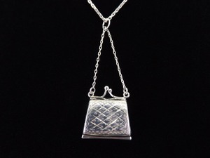 .925 Sterling Silver Purse Pill Case Pendant Necklace