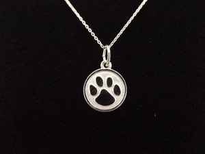 .925 Sterling Silver Dog Paw Pendant Necklace