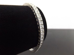 .925 Sterling Silver Square Cut Cubic Zirconia Bracelet