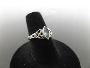 .925 Sterling Silver Marquise Cut Topaz Celtic Knot Ring Size 7