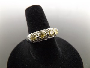 .925 Sterling Silver Faceted Citrine Crystal Scrolled Ring Size 8