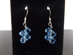 .925 Sterling Silver Topaz Crystal Dangle Hook Earrings