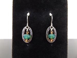 .925 Sterling Silver Faceted Jade Bead Dangle Hook Earrings