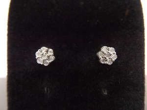 .925 Sterling Silver Tested REAL Diamond Cluster Post Earrings