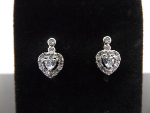.925 Sterling Silver Crystal Heart Post Earrings