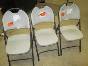 3 hdx resin chairs with steel frame...