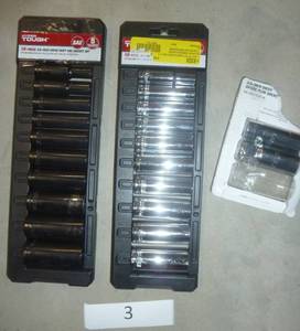 Two 10 piece 38 drive socket sets, one is metric and one standard
