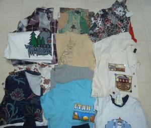 Lot of 19 Womens tops, includes tshirts, sweatshirts, casual shirts some new with tags, Med and Large