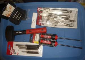 2.5lb mallet, locking pliers, demolition screwdrivers, punches and screw removers