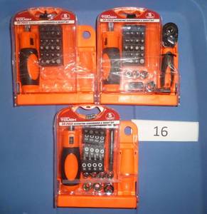 3 screwdriver and socket sets, all missing pieces