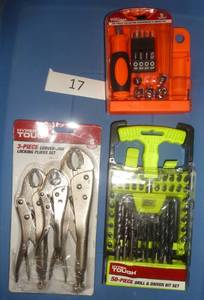 Drill driver set, locking pliers, screwdriver set