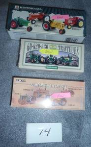 12 new miniature tractor models, mixture of John Deere, IH, Case, Oliver