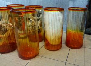 Vintage Set of 6 amberina glasses in excellent condition