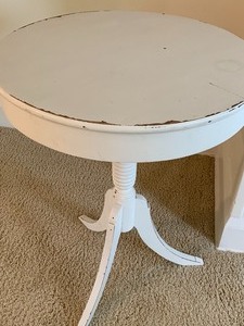 Light Weight Pedestal Accent Table- Shabby Chic Style