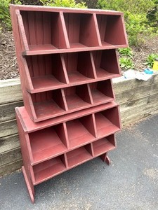 Set of Red Decorative Chicken Coop Style Shelves
