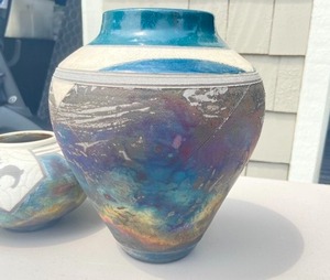 Pair Spirited Hand Gallery PotteryRaku Vases