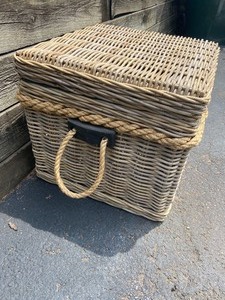 Pottery Barn Rattan Storage Cube, Gray