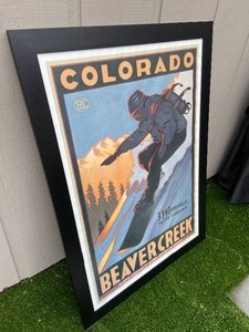 Large Beaver Creek Co. Skiing Print in Black Frame #2