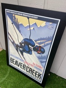 Large Beaver Creek Co.  Skiing Print in Black Frame #1