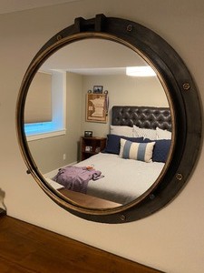Metal Bronze Circular Nautical Mirror