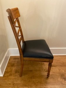4 Wood Dining Room Chairs w Black Leather Seats-  Milling Road Furniture