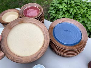 Lot of Signed Pottery Dishes in Assorted Colors