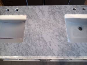 Sonoma 60 in. W x 22 in. D Double Bath Vanity in Pebble Grey with Carrara Marble Top with White Sinks (Damaged Top)