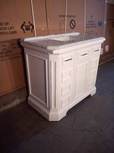 Bristol 42 in. Vanity in White with Marble Vanity Top in Carrara White