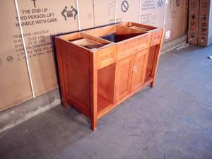 49 in. W x 22 in. D Vanity in Rich Cinnamon (small damage front)