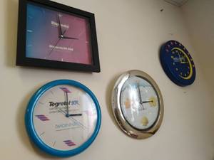 lot 38 image: Five Prescription Promotional Clocks