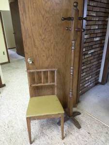 lot 259 image: Chair, stool, and Coat rack