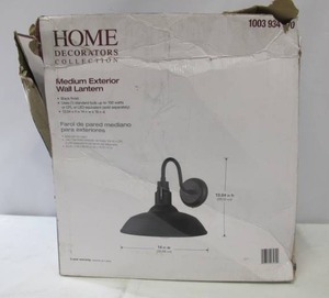 lot 567 image: Home Decorators Collection Black Medium Exterior Wall Lantern