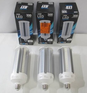 lot 588 image: 3-Pack Feit Electric 300-Watt Equivalent Corn Cob LED High Lumen 5000K HID Utility LED Light Bulb