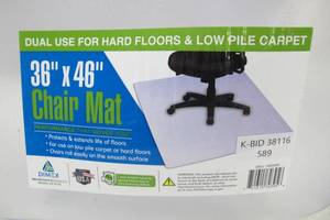 lot 589 image: 45 Inch X 36 Inch Clear Office Rolling Chair Mat