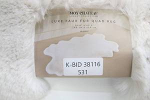 lot 531 image: Mon Chateau Luxury Collection White Luxe Faux Fur Quad Rug 70.8 In x 43.3 In