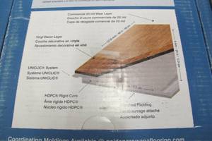 lot 535 image: Golden Arowana (25 boxes) HDPC Sandalwood Waterproof Plank Flooring 400 Square Feet