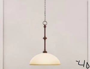HAMPTON BAY Bristol Collection 1-Light Nutmeg Bronze Pendant with Tea-Stained Glass Shade